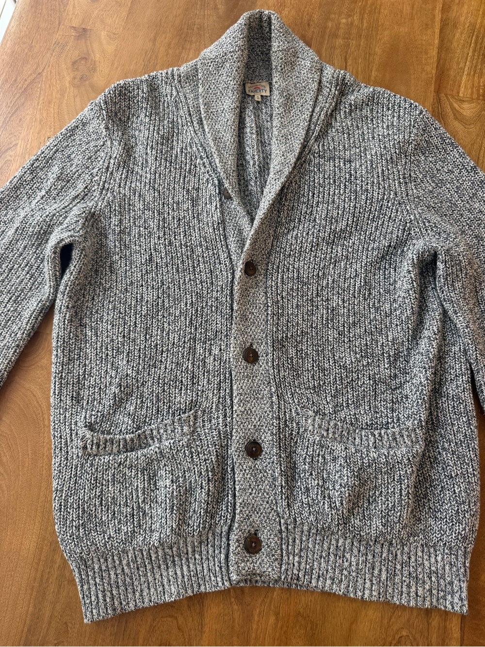 Faherty Gray Collar Button-Front Cardigan